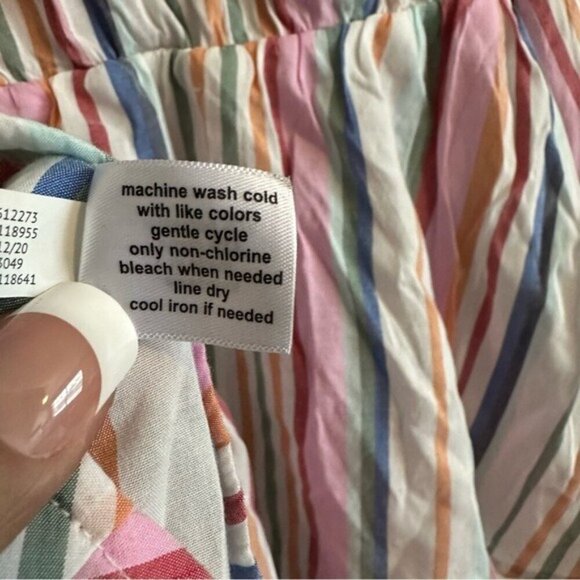 Lane Bryant Striped Multicolor Crossover Peplum coquette Babydoll Top Size 14 - Picture 11 of 13